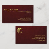 Red Grunge Texture Imitats Gold Line Gründer CEO Visitenkarte (Vorne/Hinten)