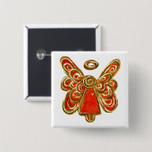 Red Guardian Angel Art Custom Holiday Button Butto (Vorne & Hinten)