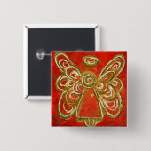 Red Guardian Angel Art Custom Holiday Button Butto (Vorne & Hinten)