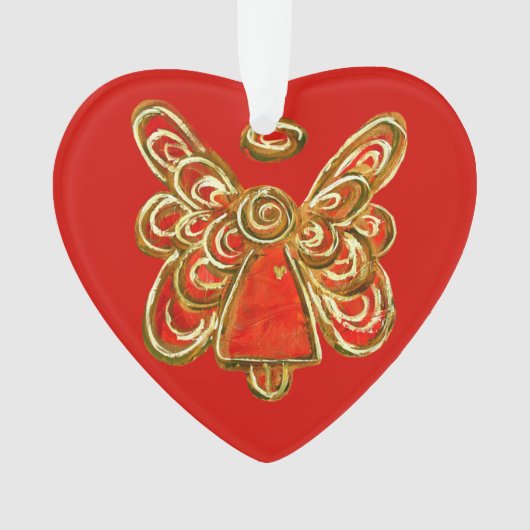 Red Guardian Angel Art Weihnachtsfeiertag Ornament (Vorderseite)