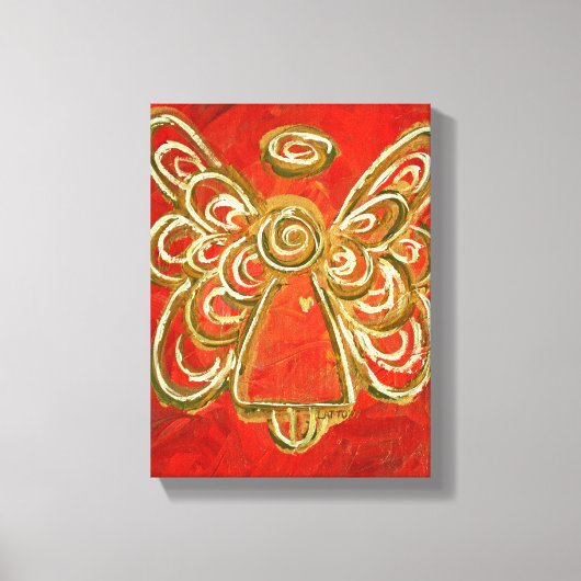 Red Guardian Angel Art Wrapped Canvas Malerei Leinwanddruck (Vorderseite)