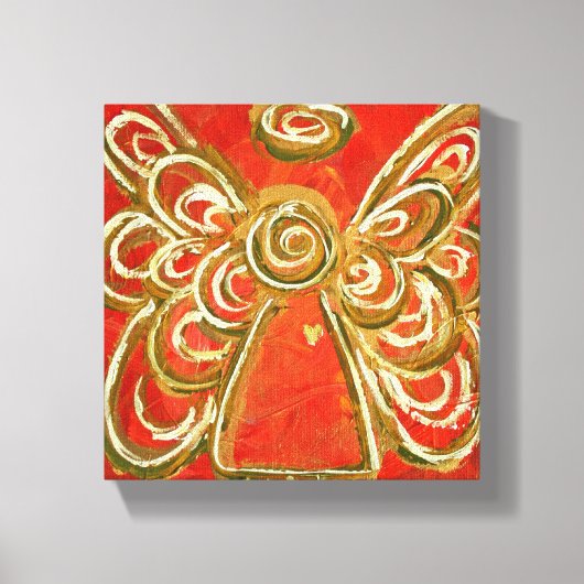 Red Guardian Angel Art Wrapped Canvas Malerei Leinwanddruck (Vorderseite)