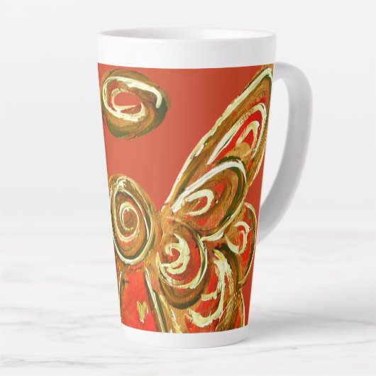 Red Guardian Angel Christmas Latte Coffee Tasse Cu (Rechte Ecke)