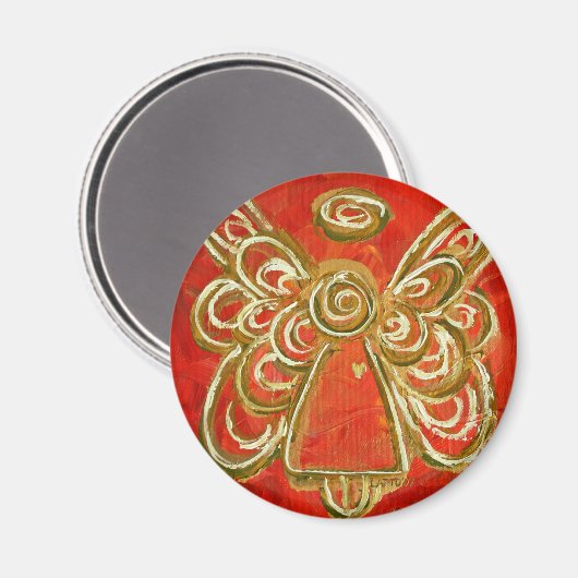 Red Guardian Angel Gift Magnete Magnet (Vorderseite/Rückseite)
