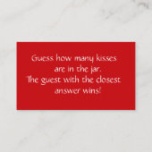 Red "Guess How many Kisses" Brautparty Game Begleitkarte (Rückseite)