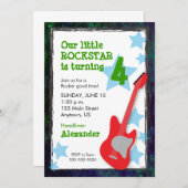 Red Guitar Boy's Rockstar Geburtstag Einladung (Vorne/Hinten)