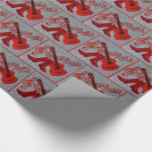 Red Guitar Cowboy Boots Music Imitate Glitzer Silv Geschenkpapier (Ecke)