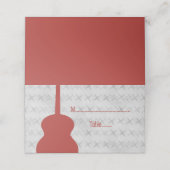 Red Guitar Grunge Tented Platzkarte (Außenseite Aufgefaltet)