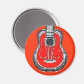 Red Guitar Monster Face Magnet (Vorderseite/Rückseite)