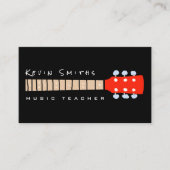 Red Guitar Neck über Black Music Teacher Visitenkarte (Vorderseite)
