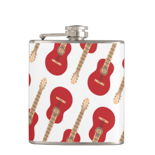 Red Guitar Pattern Flachmann