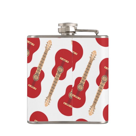 Red Guitar Pattern Flachmann (Rückseite)