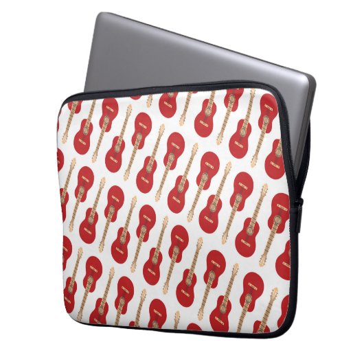 Red Guitar Pattern Laptopschutzhülle (Vorderseite Links)