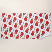 Red Guitar Pattern Strandtuch (Vorderseite)