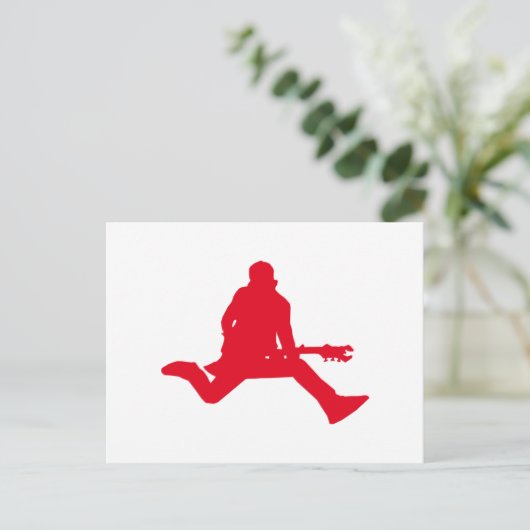 Red Guitar Player Silhouette Postkarte (Stehend Vorderseite)