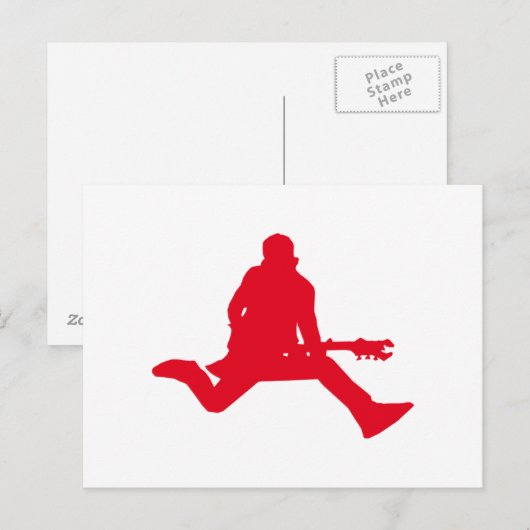 Red Guitar Player Silhouette Postkarte (Vorne/Hinten)