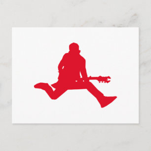 Red Guitar Player Silhouette Postkarte