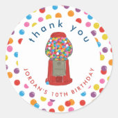 Red Gumball Machine Bonbons Kaugummi Danke Runder Aufkleber (Vorderseite)