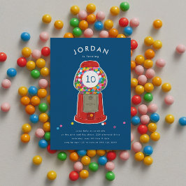 Red Gumball Machine Bonbons Kaugummi Geburtstag Einladung
