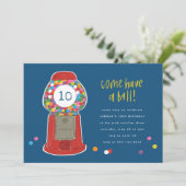 Red Gumball Machine Bonbons Kaugummi Geburtstag Einladung (Stehend Vorderseite)