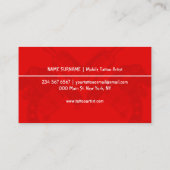 Red Gun Pen Minimalistisch Moderne Tattoo Visitenkarte (Rückseite)