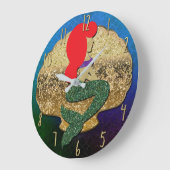 Red Haaired Mermaid Golden Seashell Große Wanduhr (Winkel)