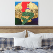 Red Haaired Mermaid Golden Seashell Leinwanddruck (Insitu (Schlafzimmer))