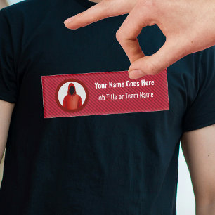 Red Hacking Team mit Business Strip und Text Namenschild