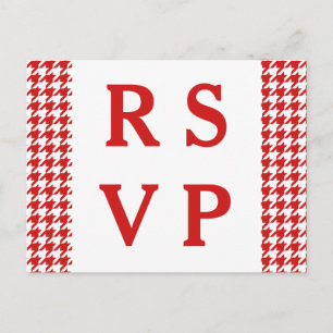 Red Hahnentrittmuster Wedding RSVP Postcard Einladungspostkarte