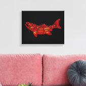 Red Haida Spirit Fish on Black Leinwanddruck (Insitu (Wohnzimmer))