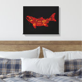 Red Haida Spirit Fish on Black Leinwanddruck (Insitu (Schlafzimmer))