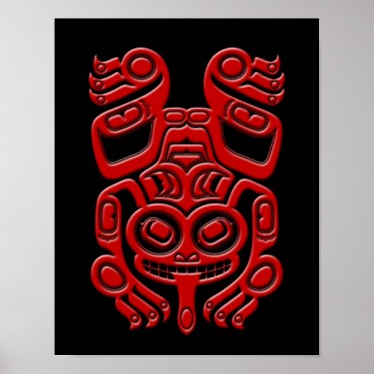Red Haida Spirit Tree Frog auf Black Poster (Vorne)