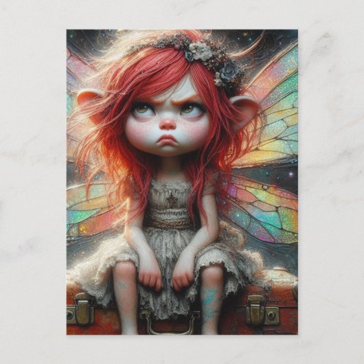 Red Hair Attitude Fairy Postkarte (Vorderseite)