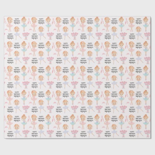 Red Hair Ballerina Personalisiert Wrapping Paper Geschenkpapier (Flach)
