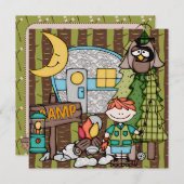 Red Hair Boy Camping Geburtstag Einladungen (Vorne/Hinten)