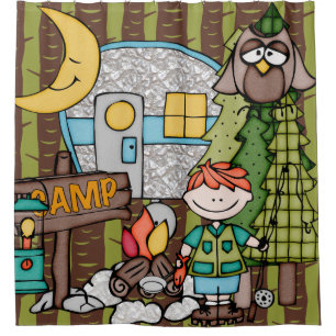 Red Hair Boy Outdoor Camping Angelurlaub Duschvorhang