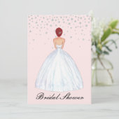Red Hair Bride Illustration Diamond Brautparty Einladung (Stehend Vorderseite)