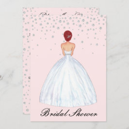 Red Hair Bride Illustration Diamond Brautparty Einladung