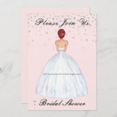 Red Hair Bride Illustration Diamonds Brautparty Einladung (Vorne/Hinten)