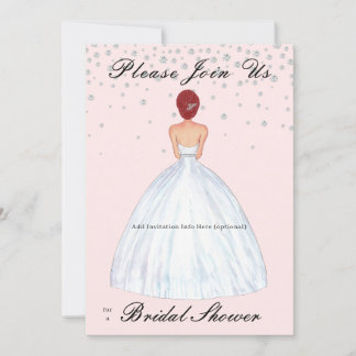 Red Hair Bride Illustration Diamonds Brautparty Einladung