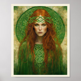Red Hair Celtic Knot Headband Art Nouveau Frau Poster
