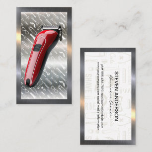 Red Hair Clippers Barber Pattern Metallgrenze Visitenkarte