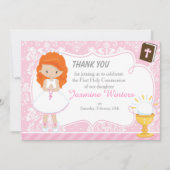 Red Hair Girl First Communion Danke (Vorderseite)