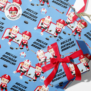 Red Hair Girl Hockey Geburtstag Personalisiert Geschenkpapier