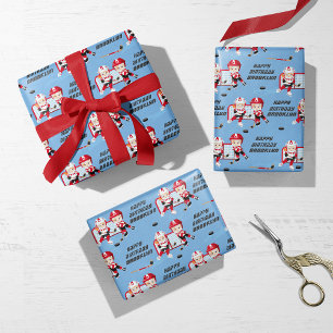 Red Hair Girl Hockey Personalisiert Geschenkpapier Set