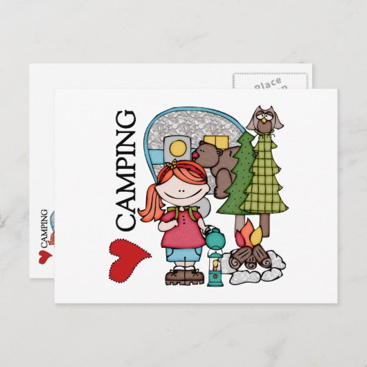 Red Hair Girl I Liebe Camping Postkarte (Vorne/Hinten)
