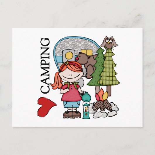 Red Hair Girl I Liebe Camping Postkarte (Vorderseite)