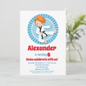 Red Hair Karate Judo Boys Einladung zum Geburtstag (Stehend Vorderseite)