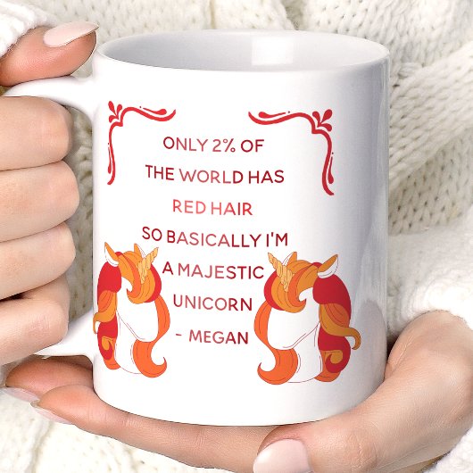 Red Hair Majestic Einicorn Personalisiert Kaffeetasse