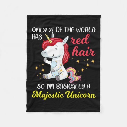 Red Hair Majestic Unicorn Funny Ginger Head Pride Fleecedecke (Vorderseite)